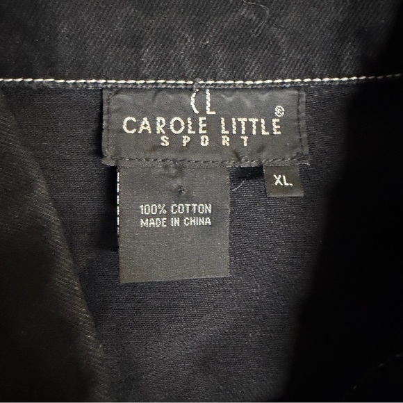 Vintage Carol Little Black Denim Beaded Vest XL - Picture 6 of 7